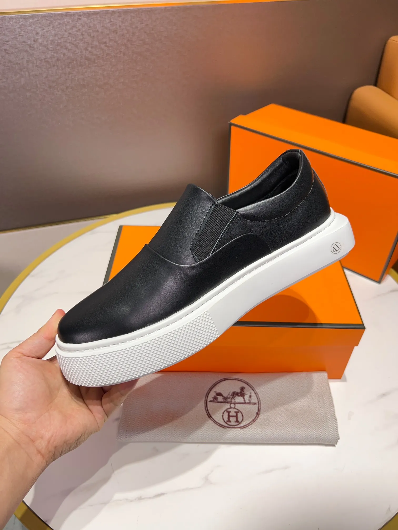 P460🧨【HERMES】Hermès - high-end quality, original order🔍🔍new product in men's counter, upper imported from Italy cowhide, sheepskin lining, sole: original factory special sole, exclusive movable molded sole super comfortable, original factory follow-up goods -Super high quality control·Fine workmanship: highlighted (high-end·nobility·grade) -Size: 38-44 (45 can be customized)·